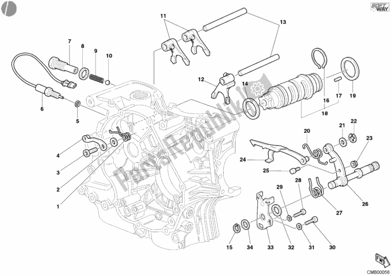 All parts for the Gear Change Mechanism of the Ducati Supersport 800 S 2003
